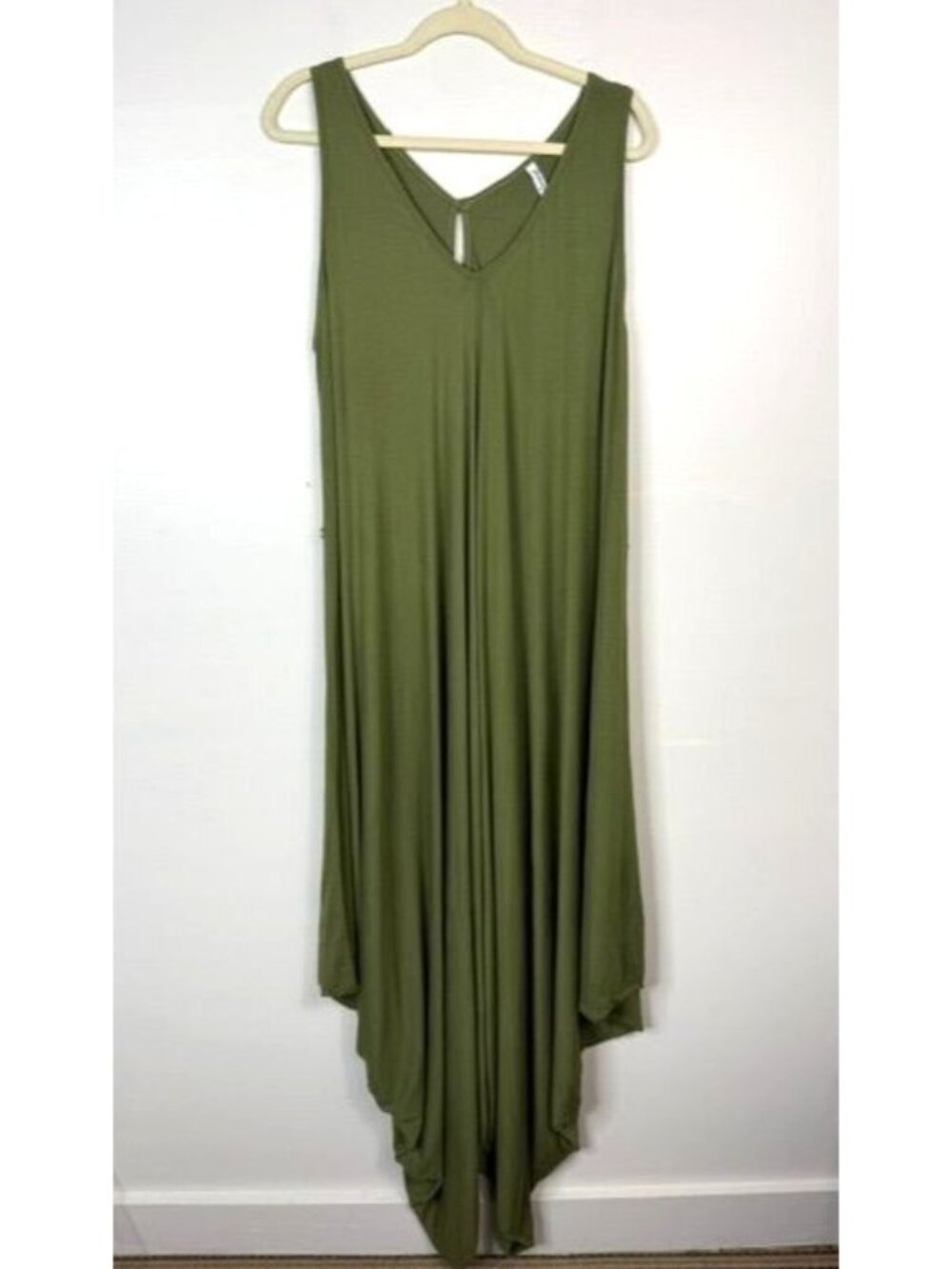 Rachel Pally Olive Green Sleeveless Handkerchief Hem Maxi Dress USA Size 1X